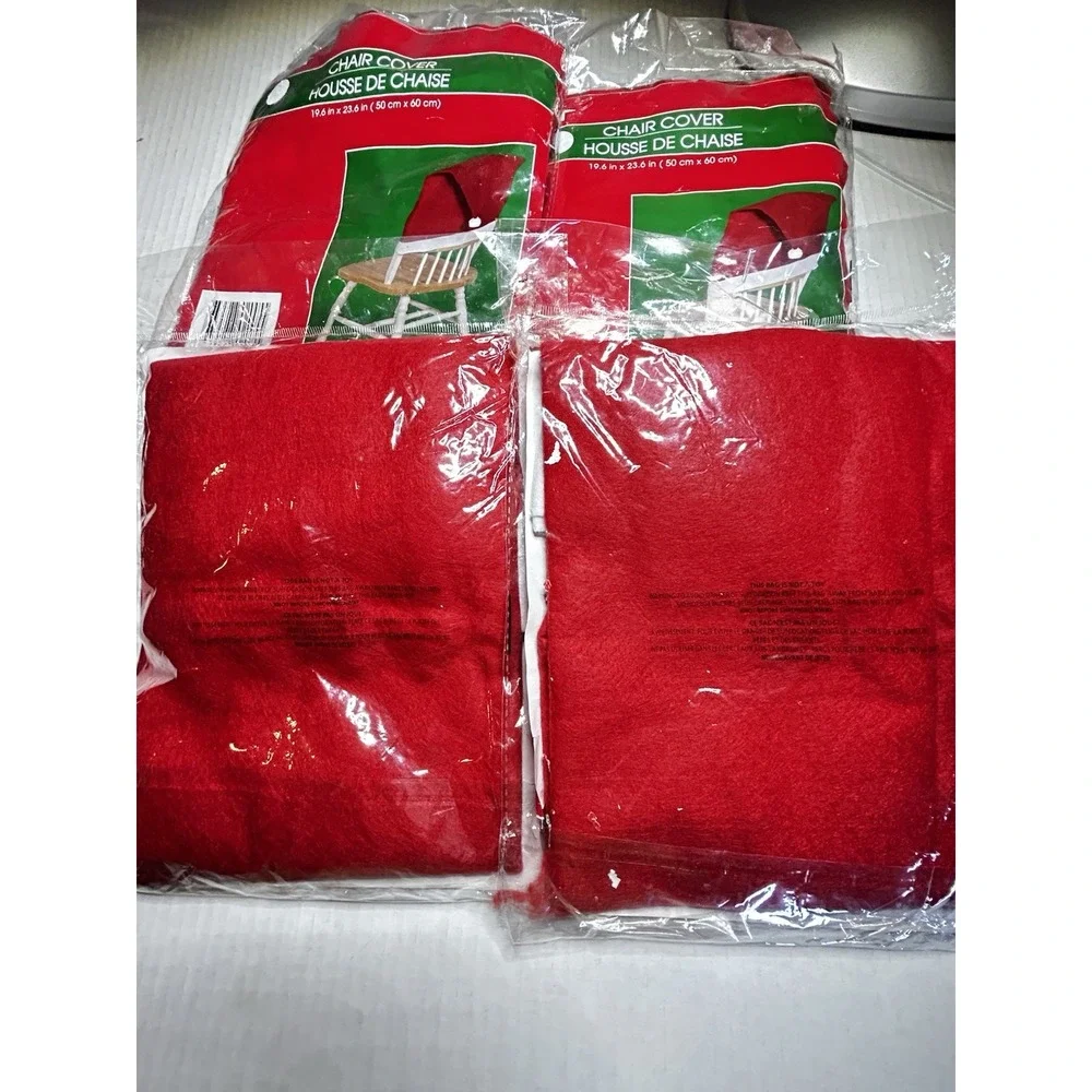 Christmas House Stretch Chair Cover Red/White Santa Hat 19.6x23.6 in